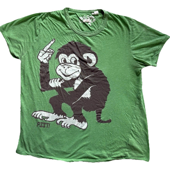 Vintage Paul Smith PSSST Monkey Bright Green T-Shirt Men’s Large TEE Thrashed - Picture 1 of 9